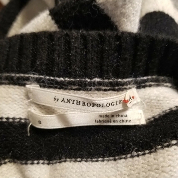 Anthropologie Rebeka Tunic Sweater Sz S White Black Striped - Picture 8 of 10